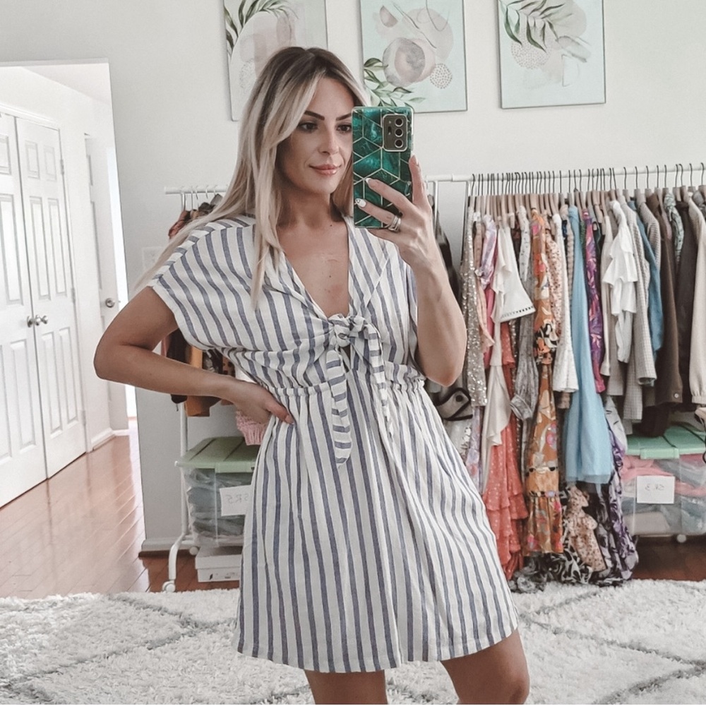 Rails Stripe Front Self Tie Mini Casual Dress - image 2